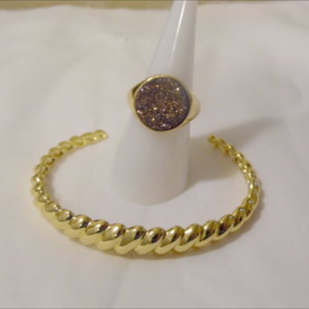 Bellezza Drusy Ring & Twisted Cuff Bracelet